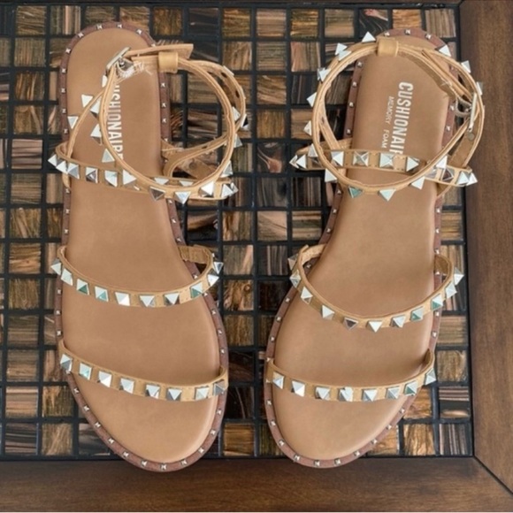Cushionaire Talia Nude Studded Strappy Sandals - Picture 4 of 4